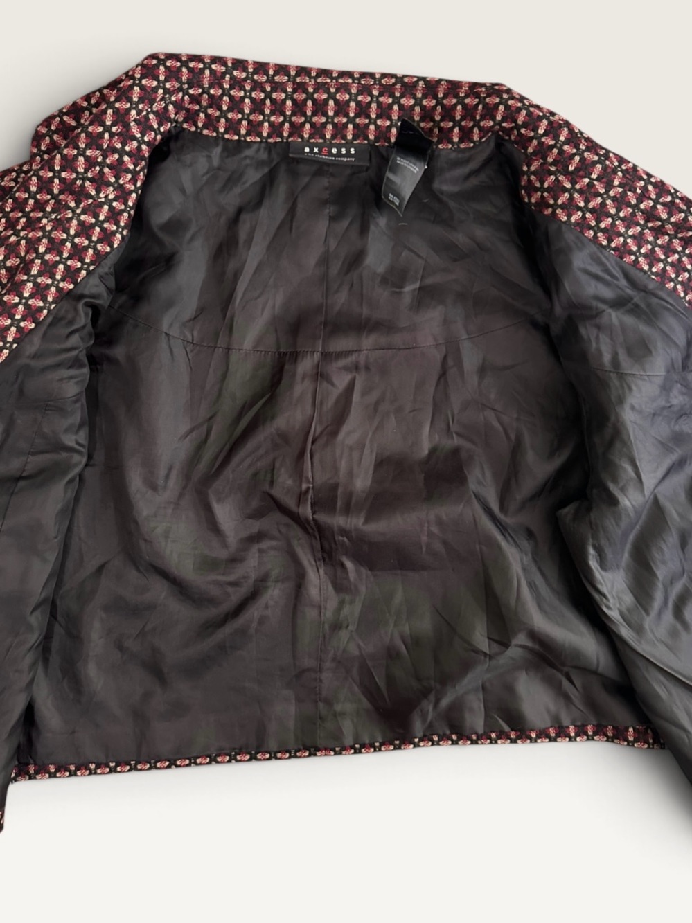 Axcess Liz Claiborne Wool Blend Cropped Swing Jacket Black Burgundy XL - Picture 4 of 7